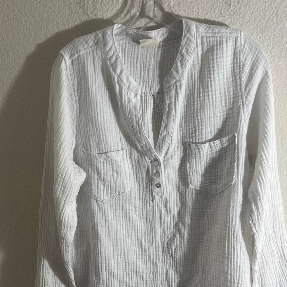 Anthropologie MOTE 100% cotton White Long Sleeve Tee shirt Women's Sz XXL - Picture 3 of 9